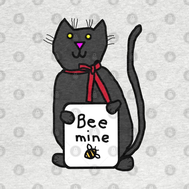 Cute Cat says Bee Mine this Valentines Day by ellenhenryart